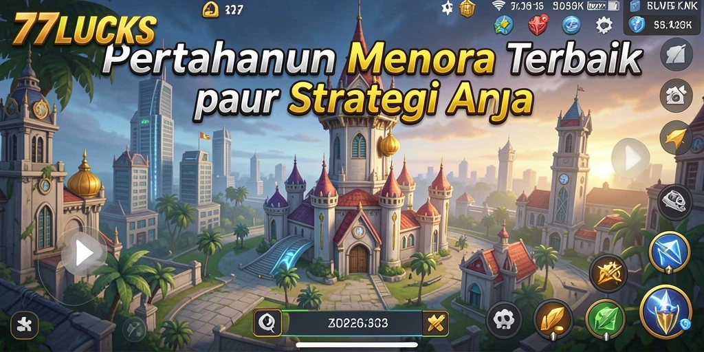 Screenshot menampilkan pertahanan menara dalam aksi yang intens.