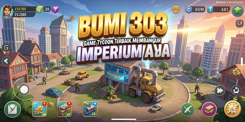 Tampilan utama gameplay Tycoon BUMI303 yang menarik dan interaktif.