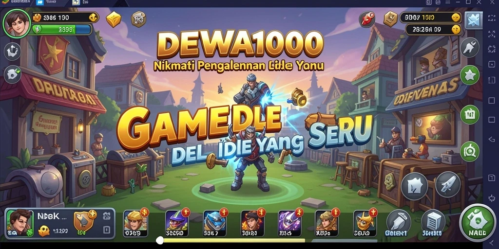 Tangkapan layar gameplay DEWA1000 yang menampilkan aksi Idle yang menarik.