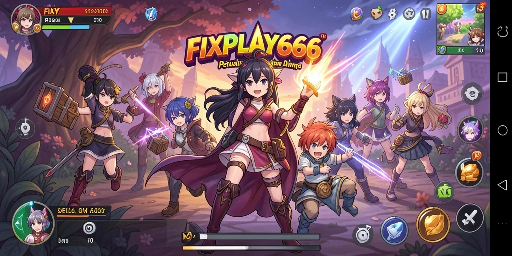 Tampilan gameplay FIXPLAY666 yang seru dan penuh aksi dalam dunia anime.