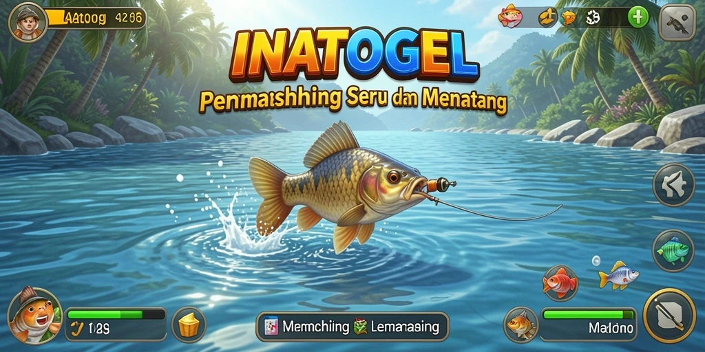 Screenshot gameplay INATOGEL menampilkan suasana memancing yang seru.