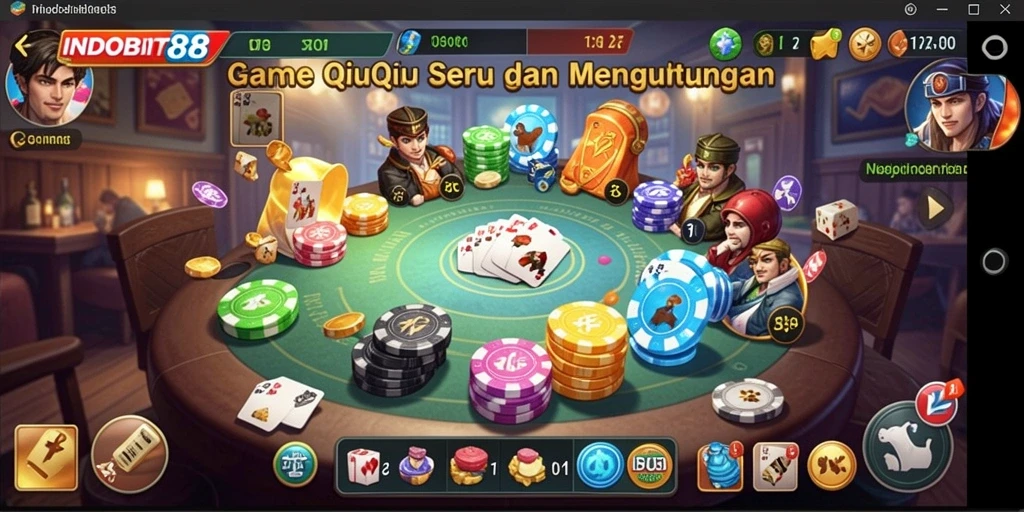 Tampilan gameplay seru dalam permainan QiuQiu INDOBIT88.