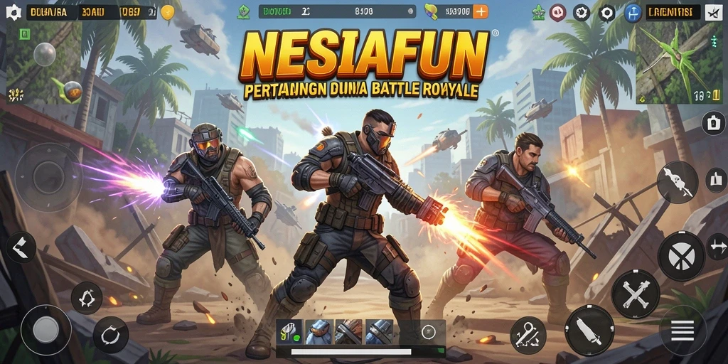 Tampilan gameplay intens dalam pertarungan Battle Royale di NESIAFUN.