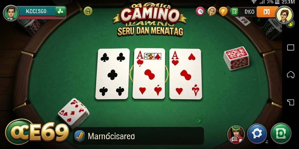 Tampilan gameplay seru OCE69 dalam pertandingan Domino.