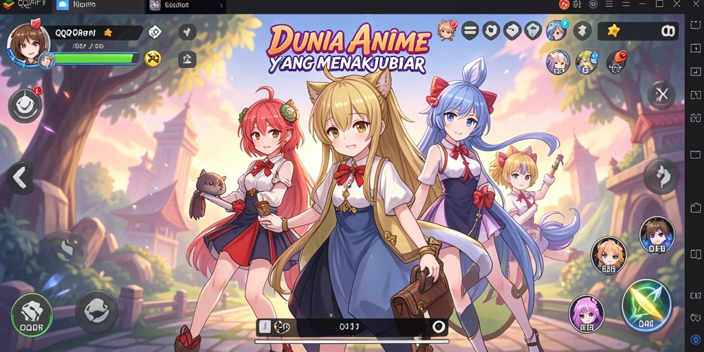 Tangkapan layar utama QQRP menampilkan aksi seru dan karakter anime.