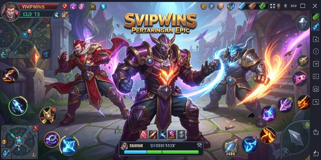 Screenshot gameplay menarik dari SVIPWINS yang menunjukkan pertarungan tim.